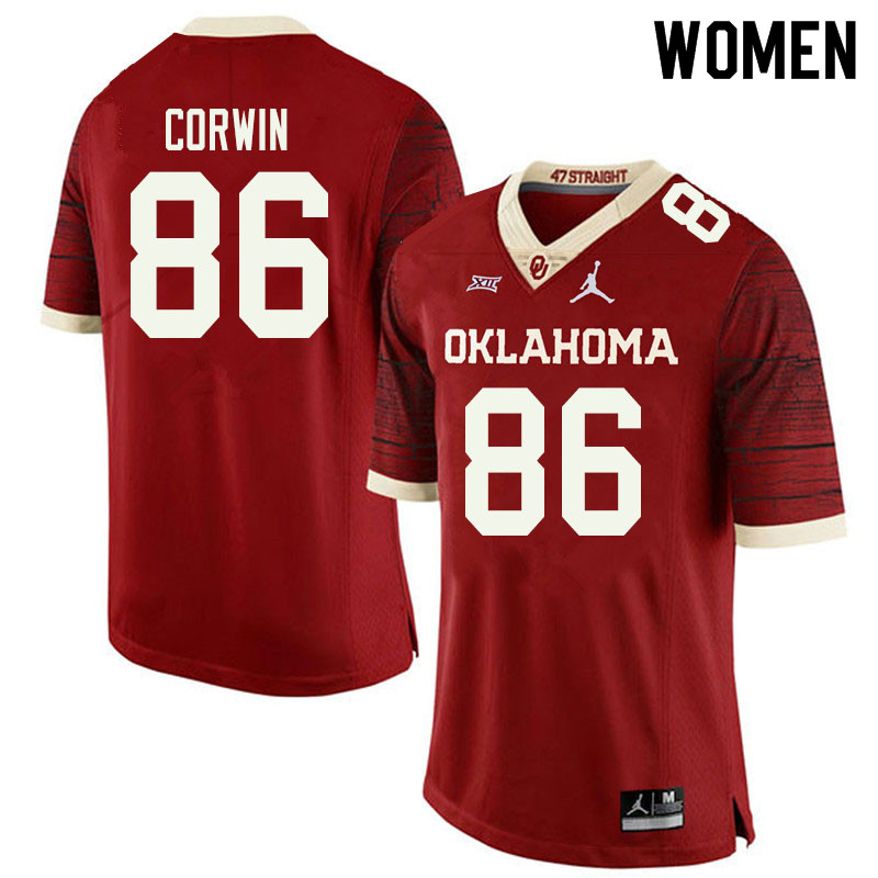 Jordan Brand Women #86 Finn Corwin Oklahoma Sooners College Football Jerseys Sale-Retro
